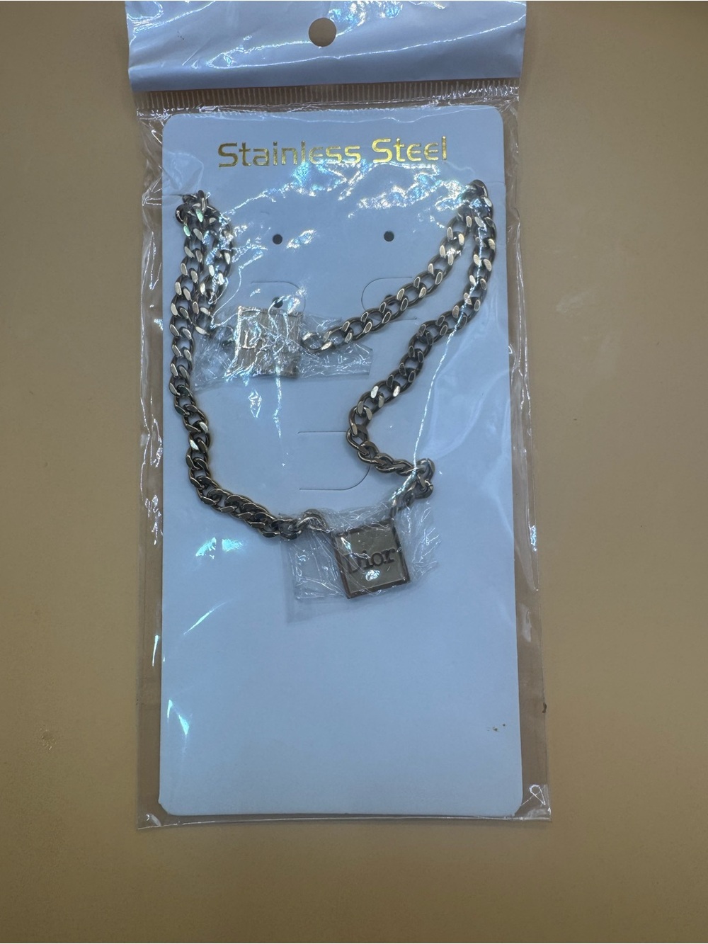 Stainless Steel Silver Padlock Chain Necklace - Women's Fashion Jewelry